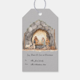 Custom Watercolor Vintage Christmas Nativity Scene Gift Tags