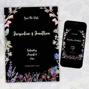 Custom Watercolor Wildflower Simple Save The Date Invitation