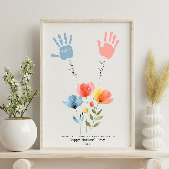 Custom Watercolor Wildflowers Handprint flower Art Poster (Creator Uploaded)