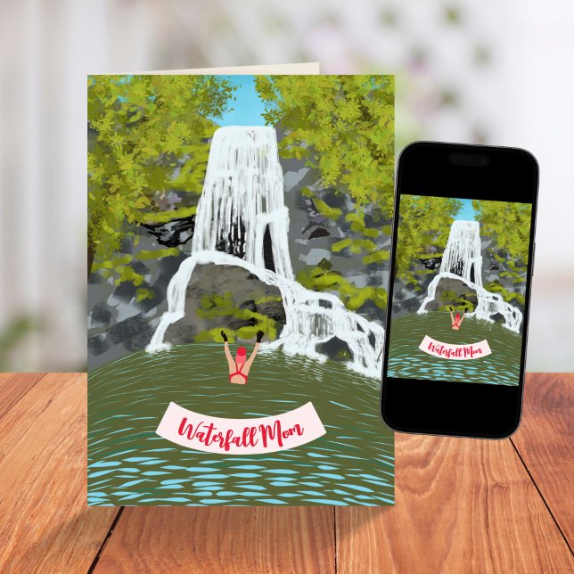 Custom Waterfall Mum Wild Swimming Mothers Day Card (Creator Uploaded)