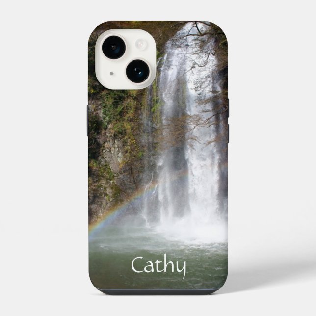 Custom Waterfall & Rainbow iPhone 14 Case (Back)