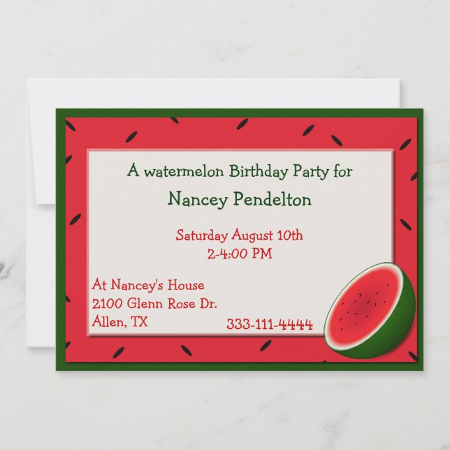 Custom Watermelon Invitation (Front)