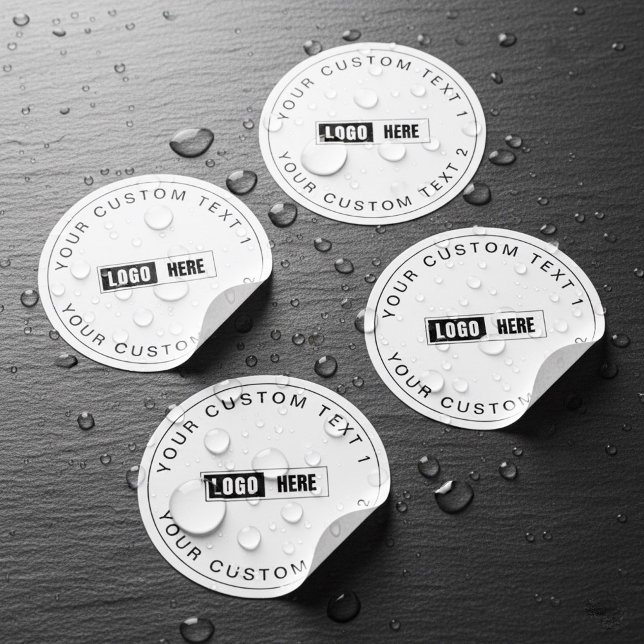 Custom Waterproof Company Stickers with Logo Text (minimalist black and white labels, custom clear waterproof logo stickers)