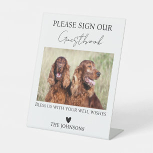 Custom we do too pet wedding guest book pedestal sign