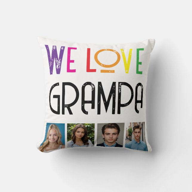 custom we love grampa or "your text"  cushion (Front)