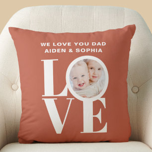 Custom We Love You Dad Photo Cushion