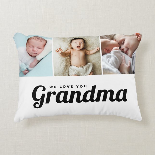 Custom We love you Grandma Grandchildren photos Decorative Cushion (Front)