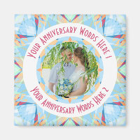 Custom Wedding Anniversary Blue Photo Greeting