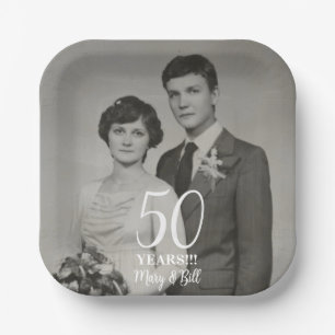 custom wedding anniversary photo modern paper plate
