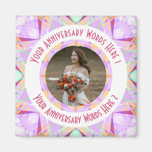 Custom Wedding Anniversary Purple Photo Greeting Magnet