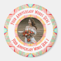 Custom Wedding Anniversary Red Pink Photo Greeting