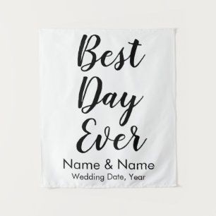 Custom Wedding Backdrop for Ceremony Best Day Ever Tapestry