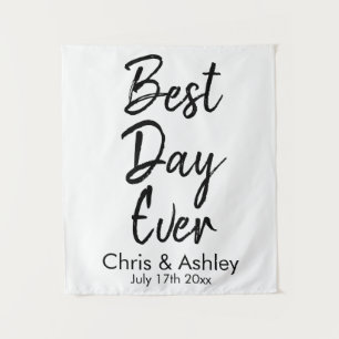 Custom Wedding Backdrop for Ceremony Best Day Ever Tapestry