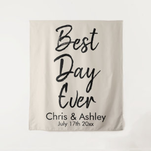 Custom Wedding Backdrop for Ceremony Best Day Ever Tapestry