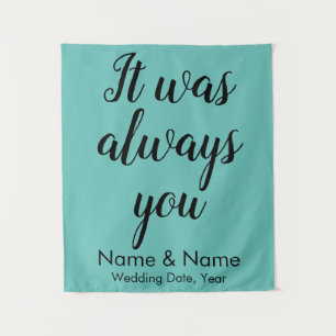 Custom Wedding Backdrop for Ceremony Turquoise Tapestry