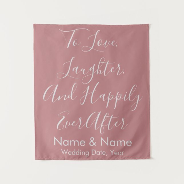 Custom Wedding Backdrop for Reception Dusty Rose Tapestry (Front)