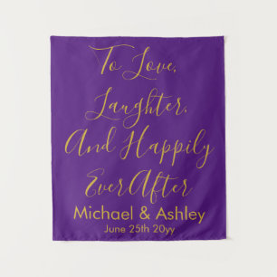 Custom Wedding Backdrop Purple Gold Prop Reception Tapestry