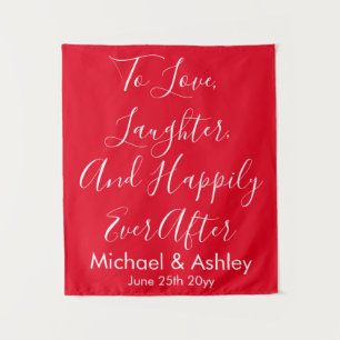 Custom Wedding Backdrop Red & White Prop Reception Tapestry