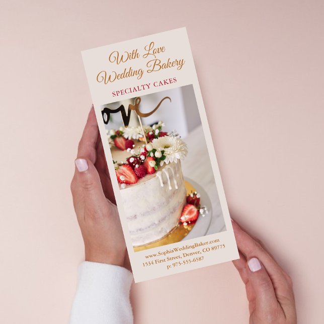 Custom Wedding Bakery Cake Promotional Marketing   Rack Card (Creator Uploaded)