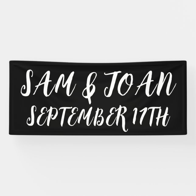 CUSTOM WEDDING BANNER MODEN BLACK SCRIPT (Horizontal)
