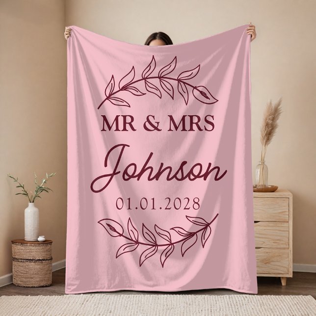 Custom Wedding Blanket Gift for Husband and Wife (Custom Pink Couple Throw Blanket – Cozy Wedding or Engagement Gift for Her or Him)