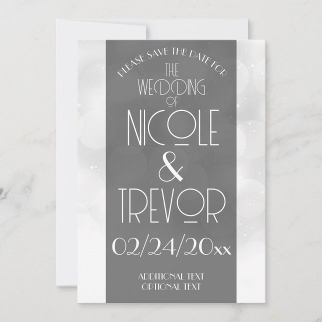 Custom Wedding Bokeh Save the Date (Front)