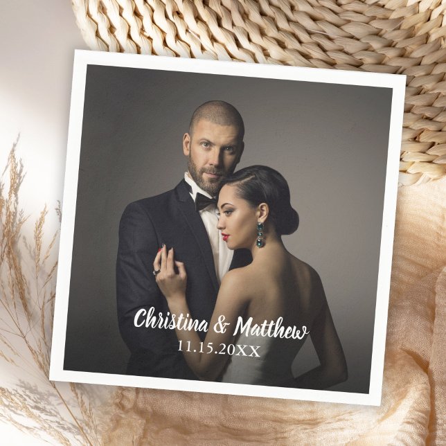 Custom Wedding Bride and Groom's Photo Napkin (Creator Uploaded)