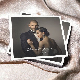 Custom Wedding Bride and Groom's Photo Napkins