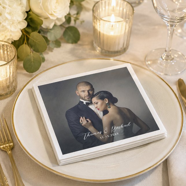 Custom Wedding Bride and Groom's Photo Napkins (Creator Uploaded)