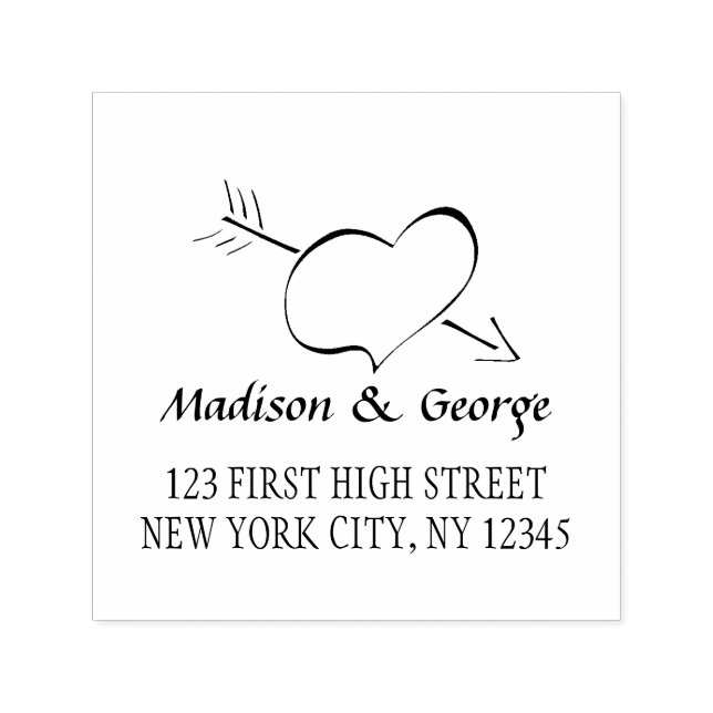 Custom wedding Bride Groom name Arrow love heart Self-inking Stamp (Design)