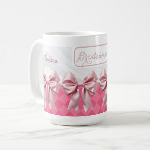 Custom Wedding Bridesmaid Gift Pink Bow Coquette Coffee Mug