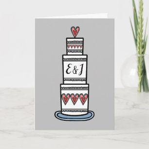Custom Wedding Cake Illustration Wedding Card