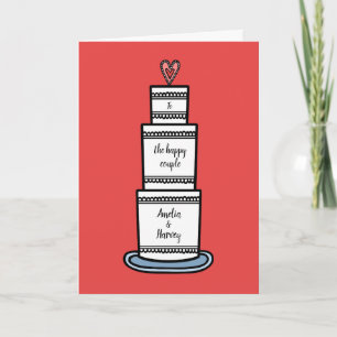 Custom Wedding Cake Illustration Wedding Card