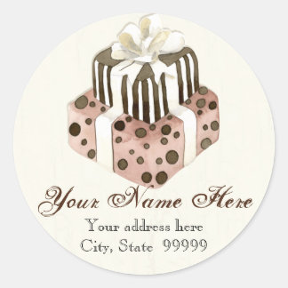 Custom Wedding Cake Modern Dot Stripe Swirls Classic Round Sticker