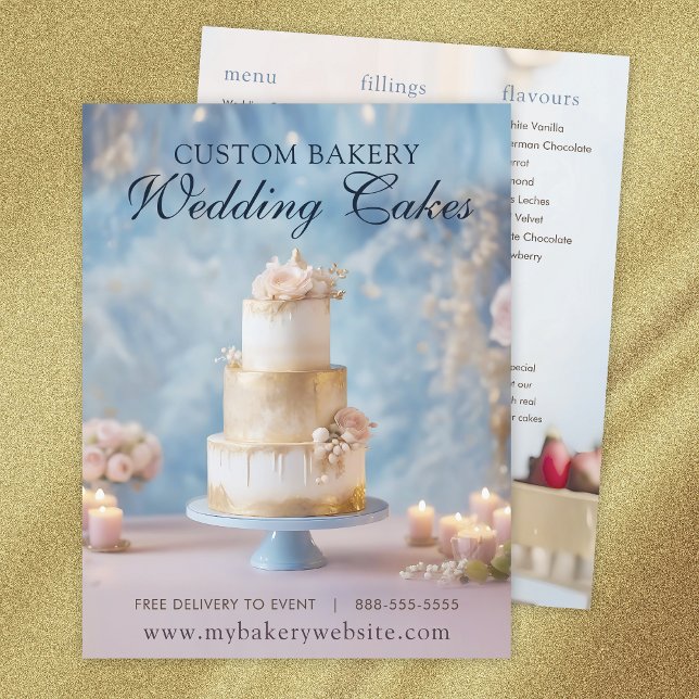 Custom Wedding Cakes Bakery Flyer Template (Creator Uploaded)