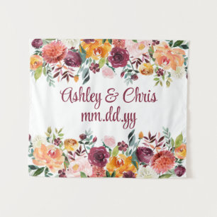 Custom Wedding Ceremony Floral Photo Booth Prop Tapestry