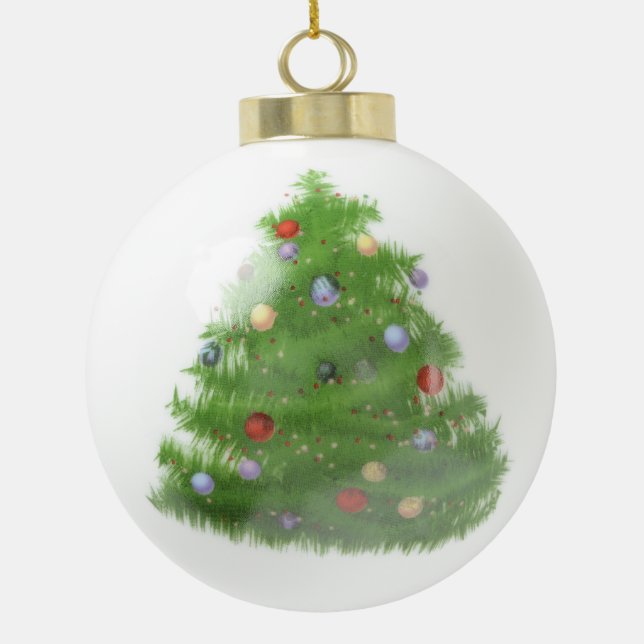 Custom Wedding Christmas Tree Ceramic Ball Ornamen Ornament (Back)