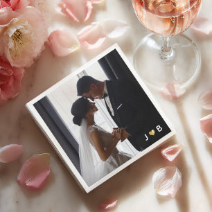 Custom Wedding Couple Photo Elegant Monogram Napkin