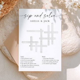 Custom Wedding Crossword Sip and Solve Game Invitation