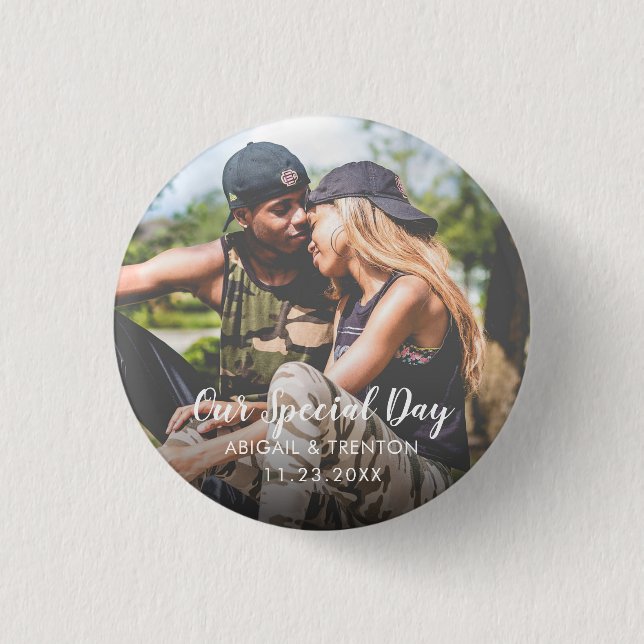 Custom Wedding Day Photo Button (Front)