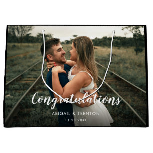 Custom Wedding Day Photo Large Gift Bag