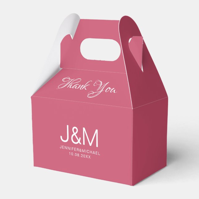 Custom Wedding Elegant Solid Colour Viva Magenta Favour Box (Front Side)