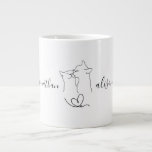 Custom Wedding Engagement Party Cats Couple Gift   Large Coffee Mug<br><div class="desc">Black and  White Modern Simple Mug | Custom Wedding Engagement Party Personalised Gifts Cats Couple Names Giant Coffee Mug |
It features cute cat artwork with one-line drawing and custom text.</div>