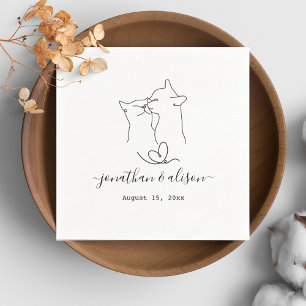 Custom Wedding Engagement Party Cute Cats Minimal Napkin