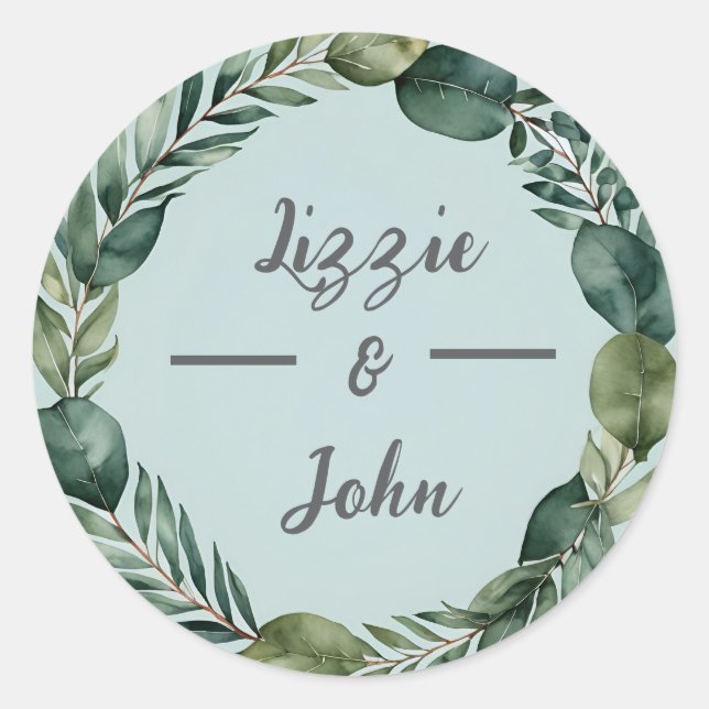 custom WEDDING EUCALYPTUS WREATH flower Sticker (Front)