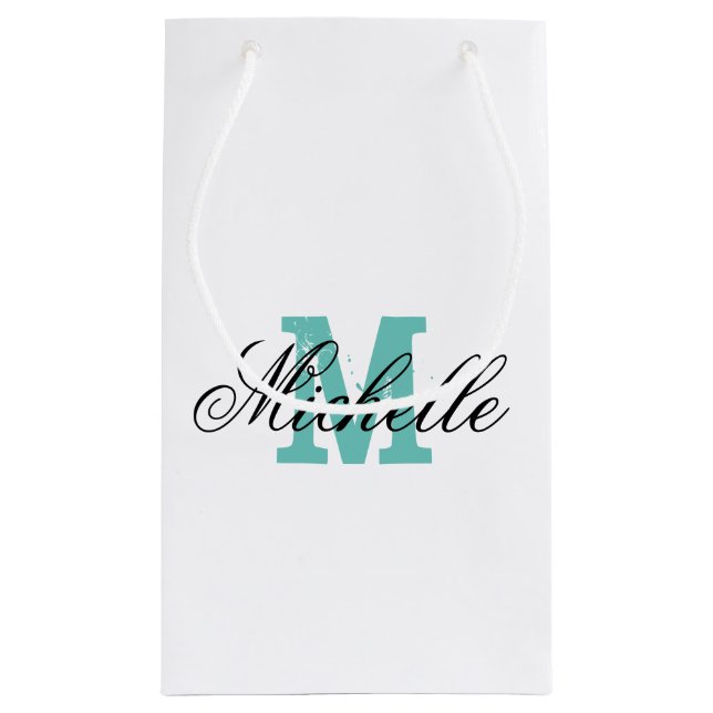 Custom wedding favour gift bag with chic monogram (Back)