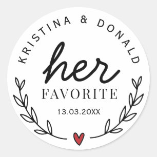 Custom Wedding Favour Her Favourite Classic Round Classic Round Sticker