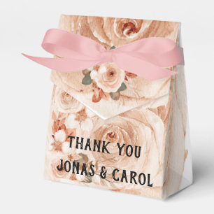 Custom wedding floral watercolor roses elegant favour box