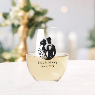 Custom Wedding Glassware Stemless Wine Glass