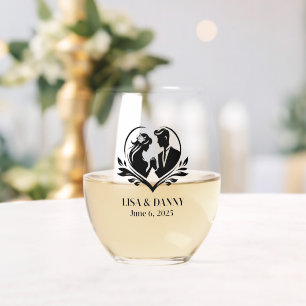 Custom Wedding Glassware Stemless Wine Glass